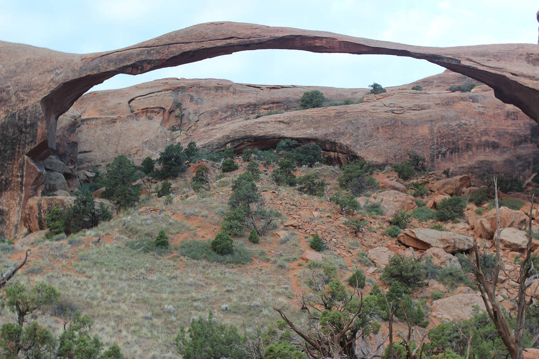 (Deborah Wall) Landscape Arch, one of the highlights of Arches National Park in Utah, has a spa ...