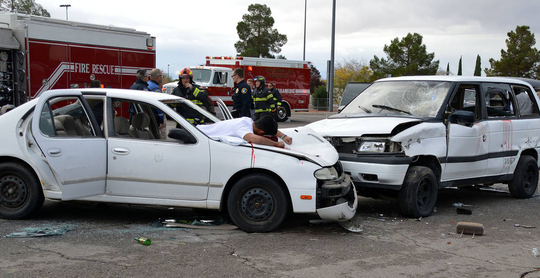 Celia Shortt Goodyear/Boulder City Review Every 15 Minutes, a re-enactment of a car accident an ...