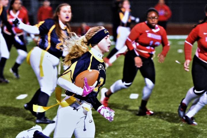 (Robert Vendettoli/Boulder City Review) Boulder City High School senior Emily Rinella rushes up ...