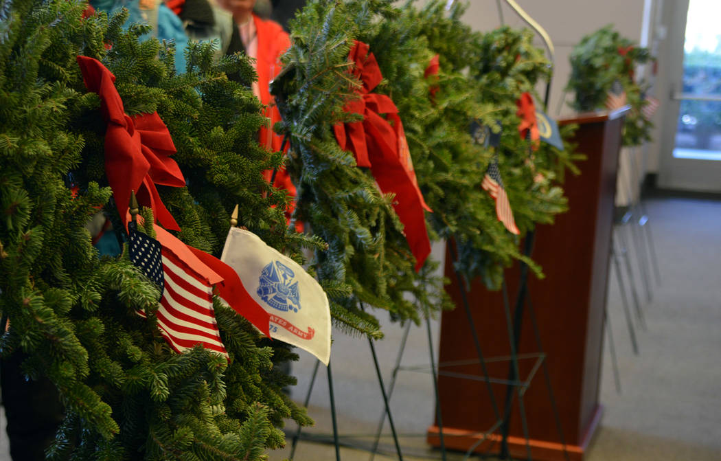 Celia Shortt Goodyear/Boulder City Review Wreaths representing each branch of the United States ...