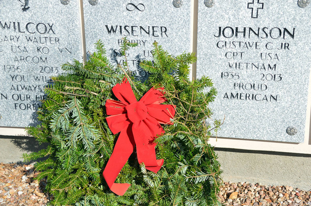 Celia Shortt Goodyear/Boulder City Review This wreath at the resting place of veteran Bobby Wis ...