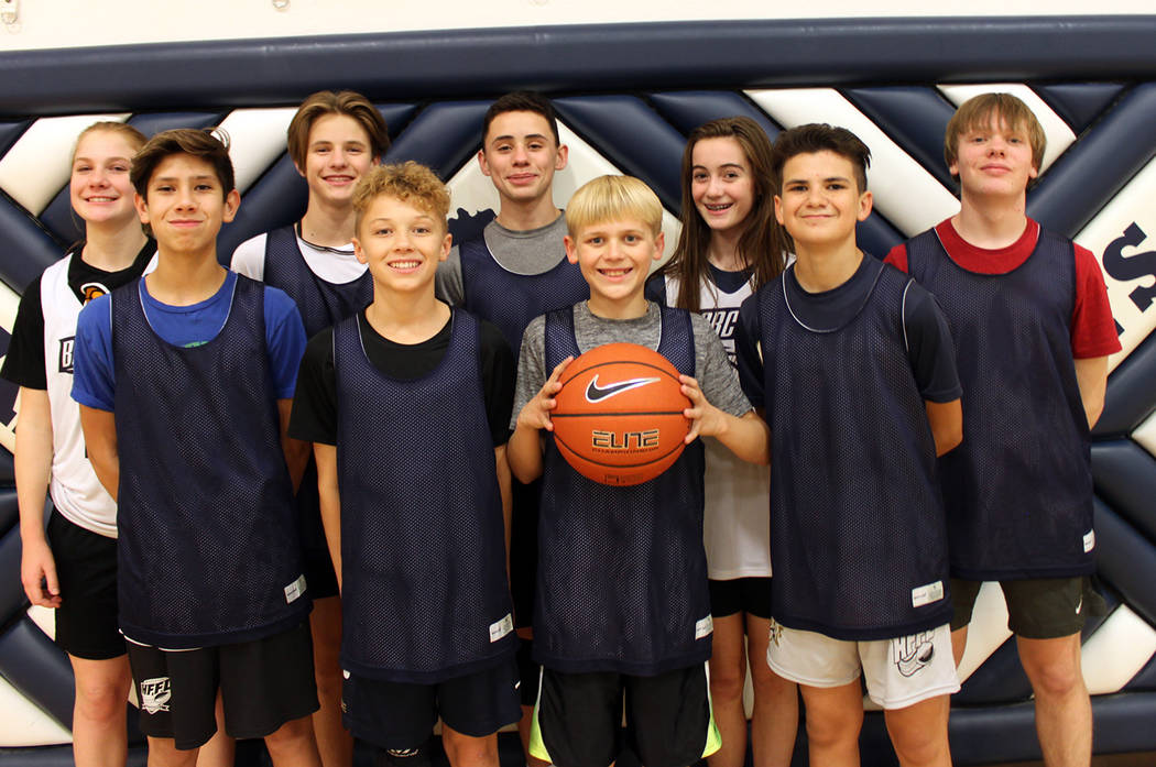(Jim Konst) Eighth-graders from Garrett Middle School who are on the Bobcats basketball teams a ...