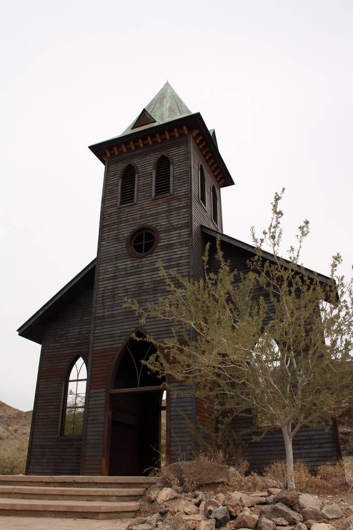 (Deborah Wall) The church at Nellie E. Saloon near Parker, Arizona, doesn’t hold service ...