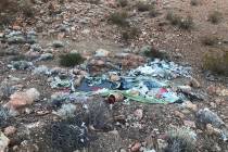 (Ed Knapp) The remains of a tent and discarded bottles are among the debris left by homeless pe ...
