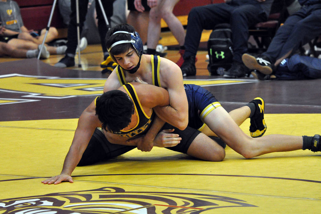 (Bryan Moore) Curtis Brown, a senior at Boulder City High School, went 5-0 in the 138-pound div ...