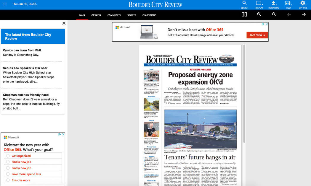 (Boulder City Review) An E-edition of the Boulder City Review allows readers to see an exact re ...