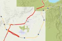 (Boulder City) A map shows the route that will be used Thursday, Feb. 6, morning as a large pre ...