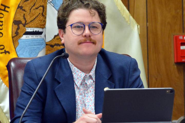 Celia Shortt Goodyear/Boulder City Review City Councilman James Howard Adams listens to a publi ...