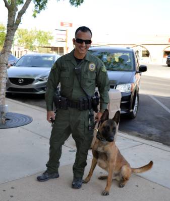 Boulder City Police Officer Armando Salazar's partner, Lloyd, will soon be received a bulletpro ...