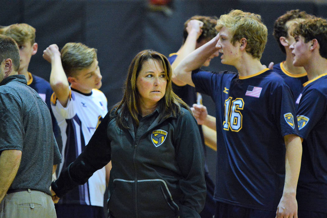 Boulder City High School head boys volleyball coach Rachelle Huxford, who was named the 3A coac ...