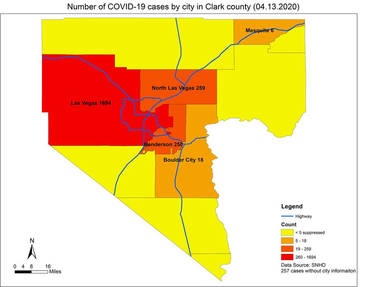 (Southern Nevada Health District) The number of COVID-19 cases in Clark County by city and ZIP ...