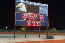 Amy Wagner The scoreboard at Bruce Eaton Field at Boulder City High School honored the class of ...