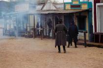 Gunfights, such as this re-enactment in Chloride, Arizona, were routine in Pioche in the early ...