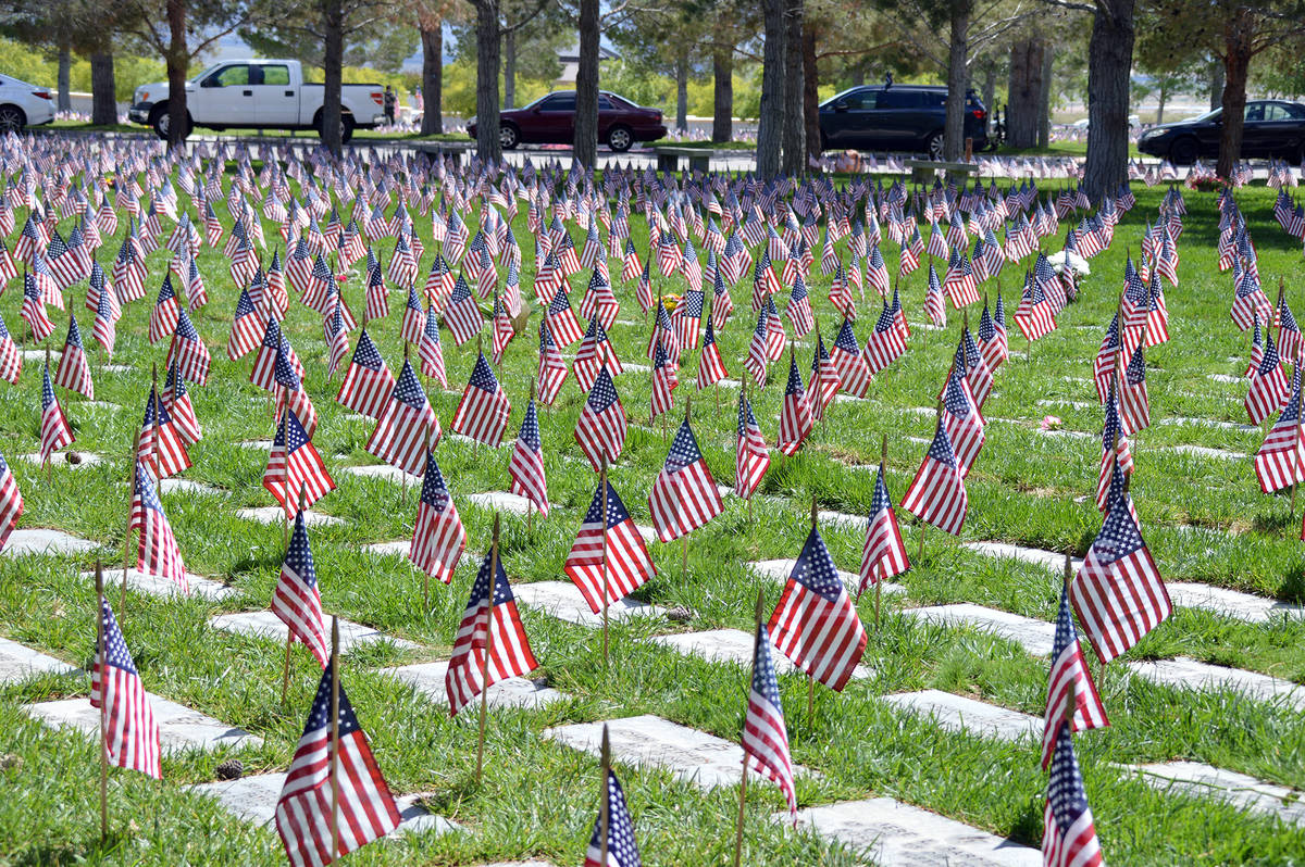 Flags will not be placed on the graves at Southern Nevada Veterans Memorial Cemetery in Boulder ...
