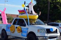 Celia Shortt Goodyear/Boulder City Review Cole Barber rides a unicorn float down California Ave ...