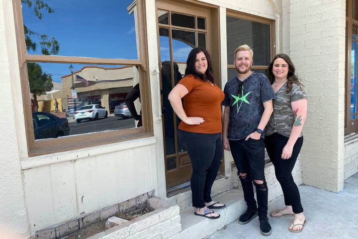 DAM Roast House Boulder City friends, from left, Misty Magruder, Travis Wallgren and Amber Step ...