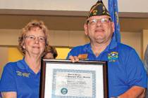 (Nevada Department of Veterans Services) The Rev. Carl Fogg Jr. accepts the Veteran Supporter o ...