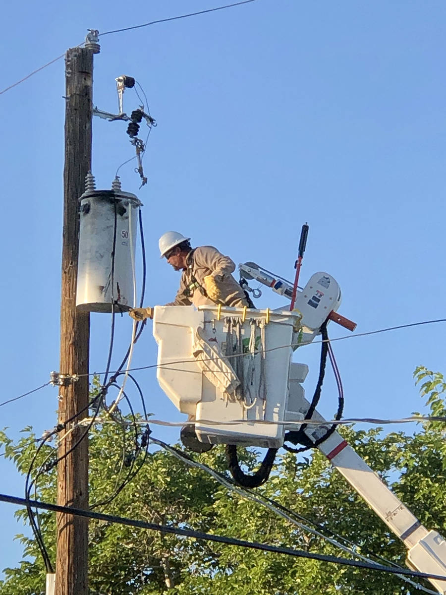 (Norma Vally) Boulder City Utility Department repairs a transformer “can” that ca ...