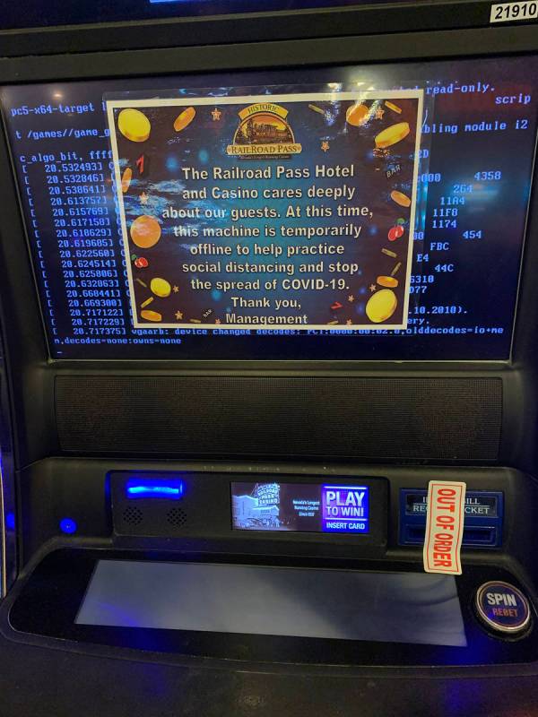 (Hali Bernstein Saylor/Boulder City Review) Numerous slot machines remain turned off at the Rai ...