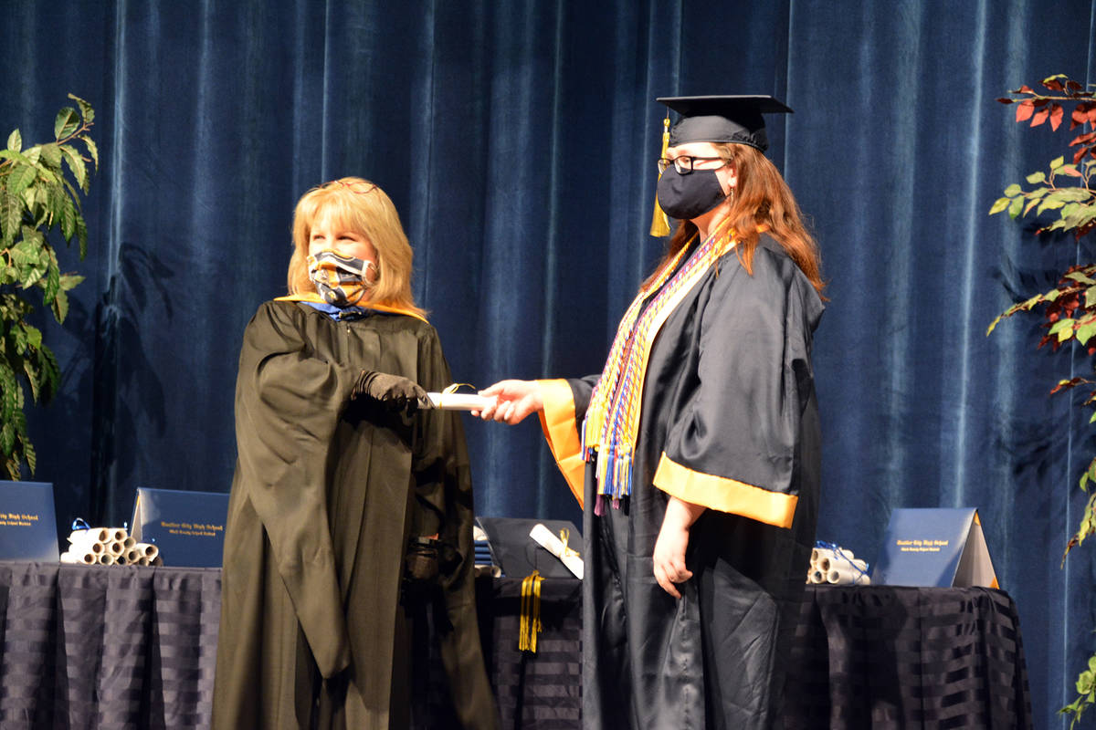 Celia Shortt Goodyear/Boulder City Review Boulder City High School Principal Amy Wagner, left, ...