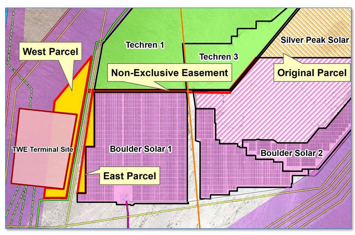Boulder City Silver Peak Solar LLC will be leasing more land, seen in yellow, in the Eldorado V ...