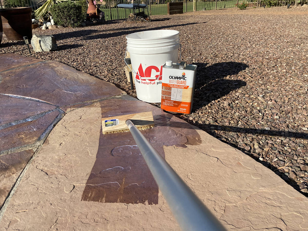 (Norma Vally) Sealing natural stone pavers will help protect them against the harsh desert sun ...