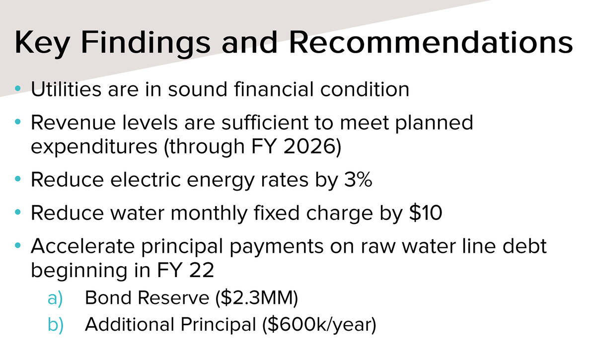 Boulder City Raftelis Financial Consultants Inc. is recommending the city reduce electricity ra ...