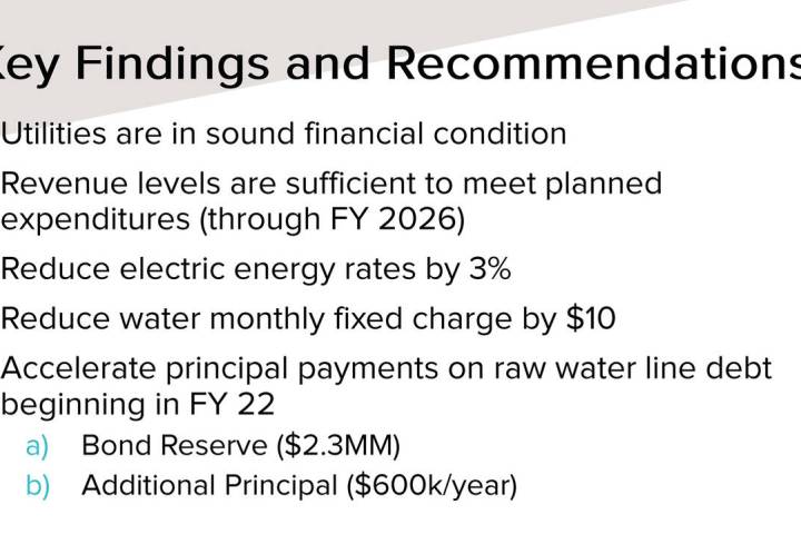 Boulder City Raftelis Financial Consultants Inc. is recommending the city reduce electricity ra ...