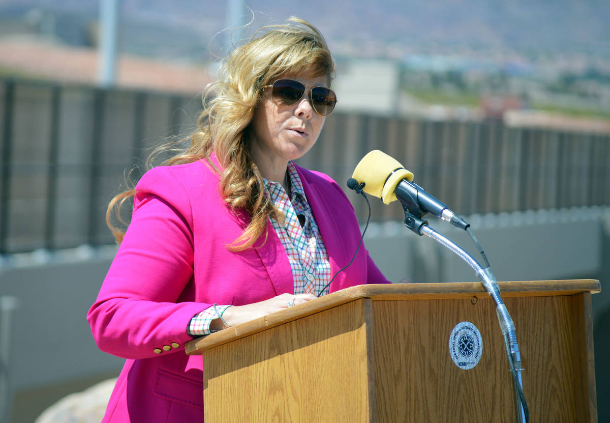 Boulder City Chamber of Commerce CEO Jill Rowland-Lagan, seen during ceremonies for The Final S ...