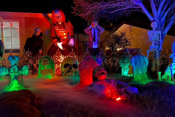 (Mike Pacini) The Pacini home, 653 Arrayo Way, is all decked out for Halloween with a graveyard ...