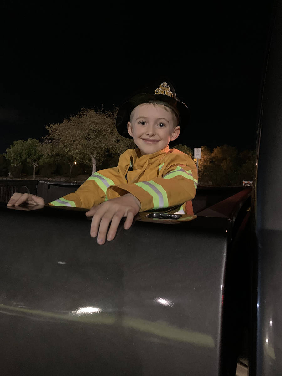 (Hali Bernstein Saylor/Boulder City Review) Colston Crosson, 6, came dressed as a fireman at Sa ...