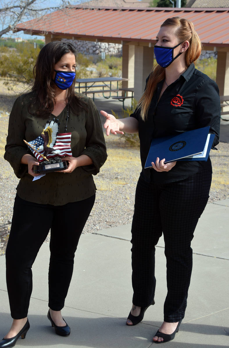 Celia Shortt Goodyear/Boulder City Review Bio Logical CEO Alana Wise, left, and Chief Operating ...