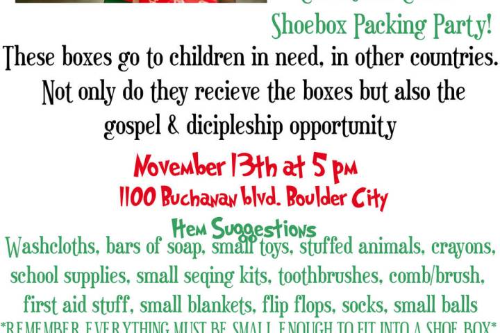 Faith Christian Church, 1100 Buchanan Blvd., is hosting a packing party for Operation Christmas ...