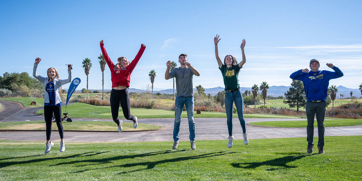 (Jamie Jane/Boulder City Review) Boulder City High School athletes, from left, Ava Wright, Kamr ...