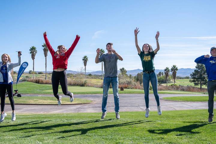 (Jamie Jane/Boulder City Review) Boulder City High School athletes, from left, Ava Wright, Kamr ...