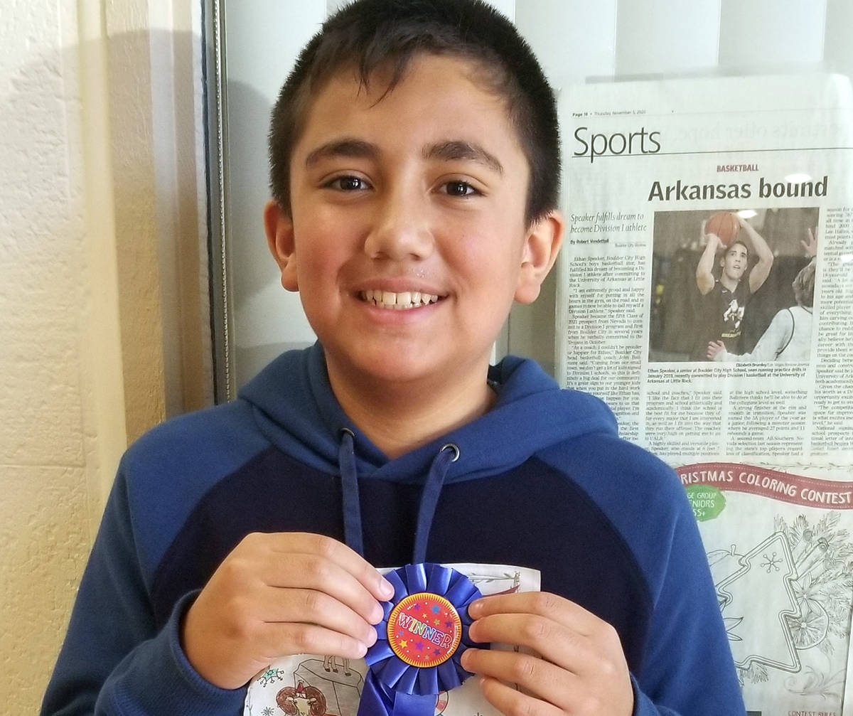 Celia Shortt Goodyear/Boulder City Review Christian Mojado, 12, won first place for his Rudolph ...