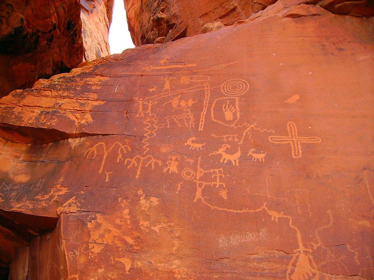 (Deborah Wall) Petroglyphs like these found at Atlatl Rock can be seen throughout Valley of Fir ...