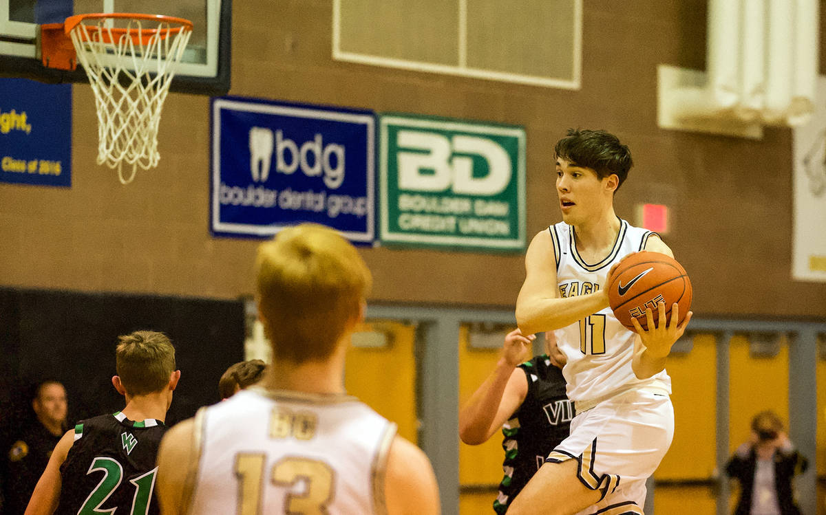 Boulder City High School senior Ethan Speaker, seen playing in last season's final game in Febr ...