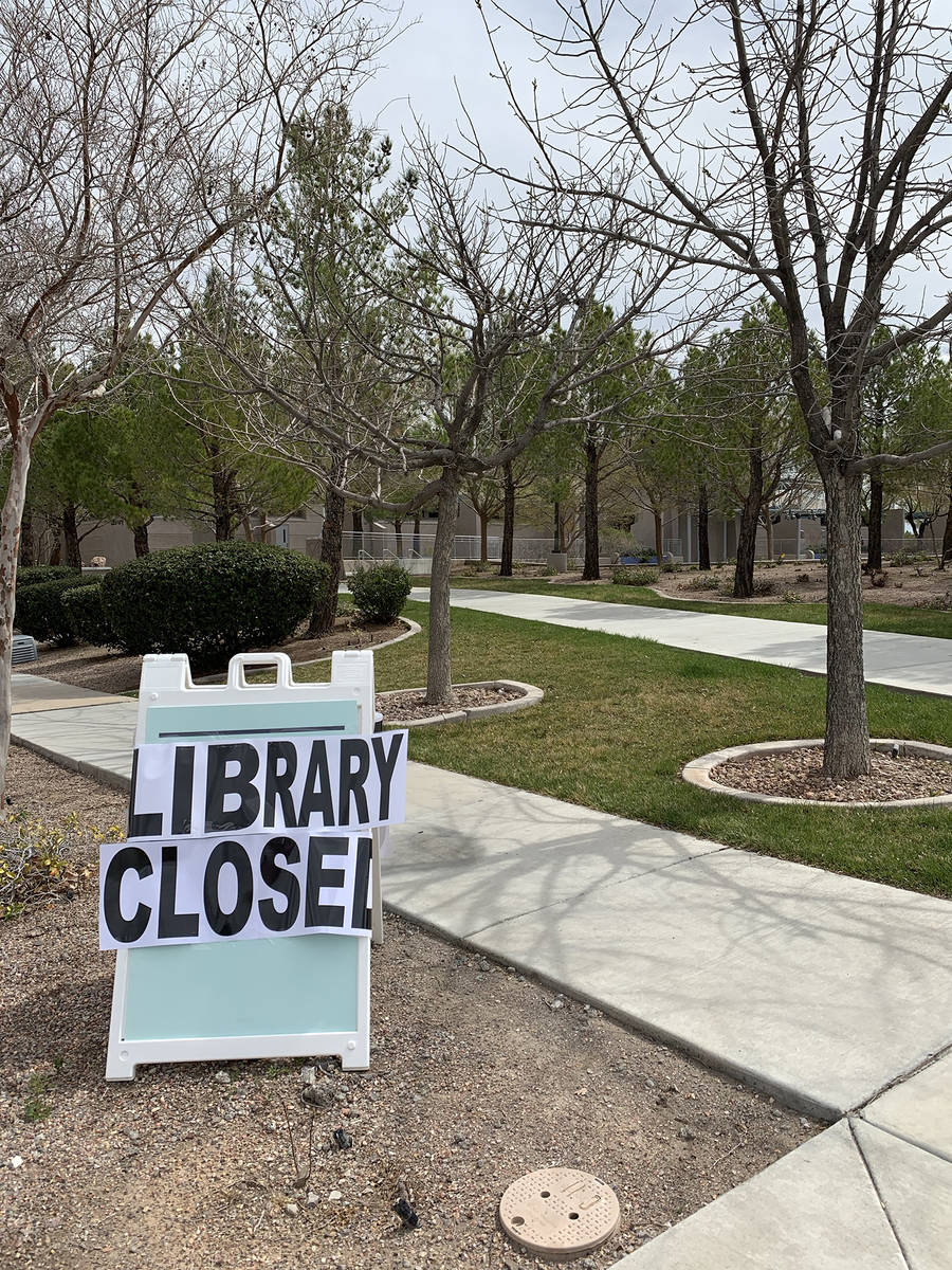 In response to the COVID-19 pandemic, the Boulder City Library, as seen March 16, closed to the ...
