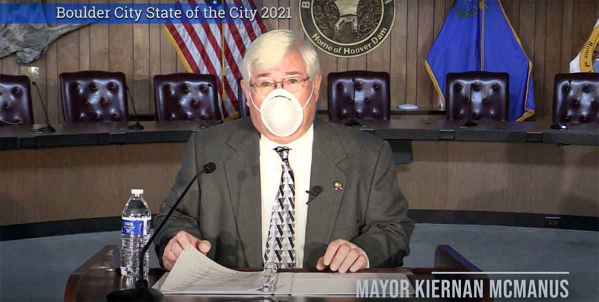 Boulder City Mayor Kiernan McManus delivered his 2021 State of the City virtually Jan. 21 from ...