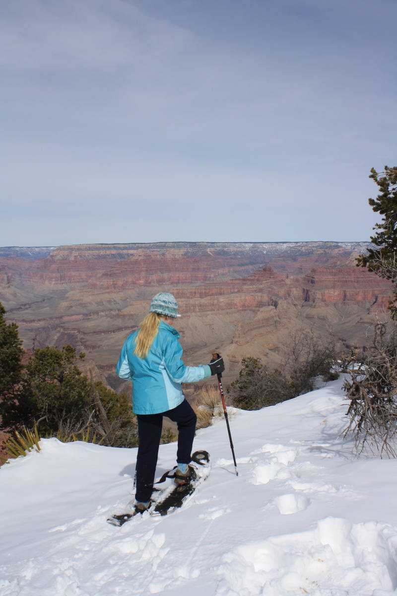 (Deborah Wall) After a big snowstorm, some visitors don snowshoes to get a closer look at the G ...