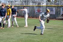 (Jamie Jane/Boulder City Review) Boulder City High School’s varsity baseball team, seen durin ...