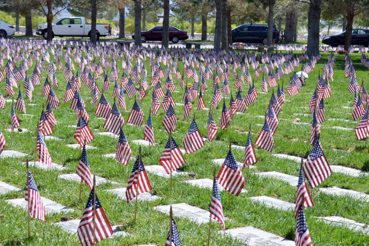 Flags will be flown above the graves of those buried at Southern Nevada Veterans Memorial Cemet ...