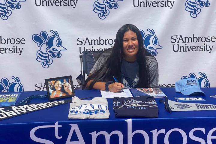 (Chad Baker) Brooke Baker, who recently graduated from Boulder City High School, signed her nat ...