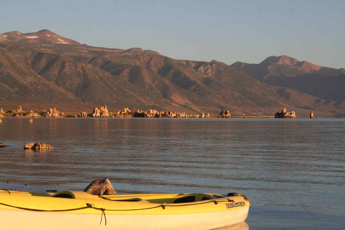 (Deborah Wall) Kayaking is a wonderful way to explore the 65-square-mile Mono Lake, located nea ...