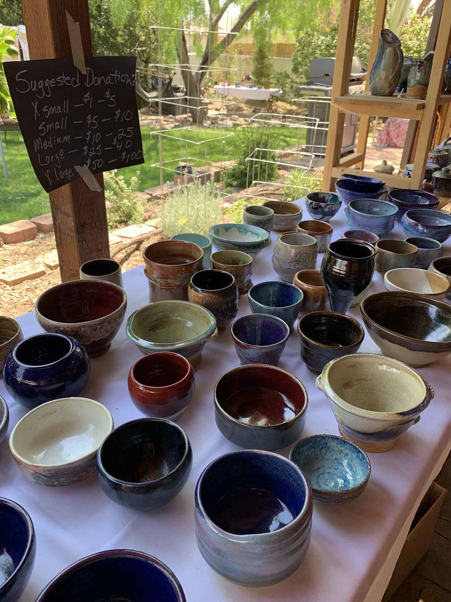 (Hali Bernstein Saylor/Boulder City Review) Area ceramic artists donated pieces they made, many ...
