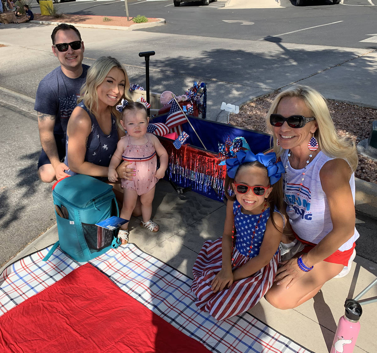 (Hali Bernstein Saylor/Boulder City Review) Decked out in patriotic attire, from left, Cody Obe ...