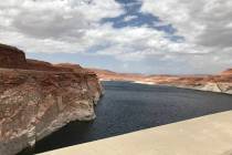 Lake Powell, as seen from the Glen Canyon Dam in Page, Arizona, is the country’s second-large ...
