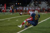 (Jamie Jane/Boulder City Review) In the Eagles’ 35-6 win over Valley on Friday, Aug. 27, ...