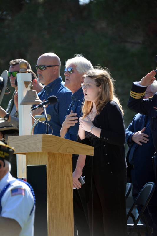 Celia Shortt Goodyear/Boulder City Review Stella Roy sings the national anthem Saturday, Sept. ...